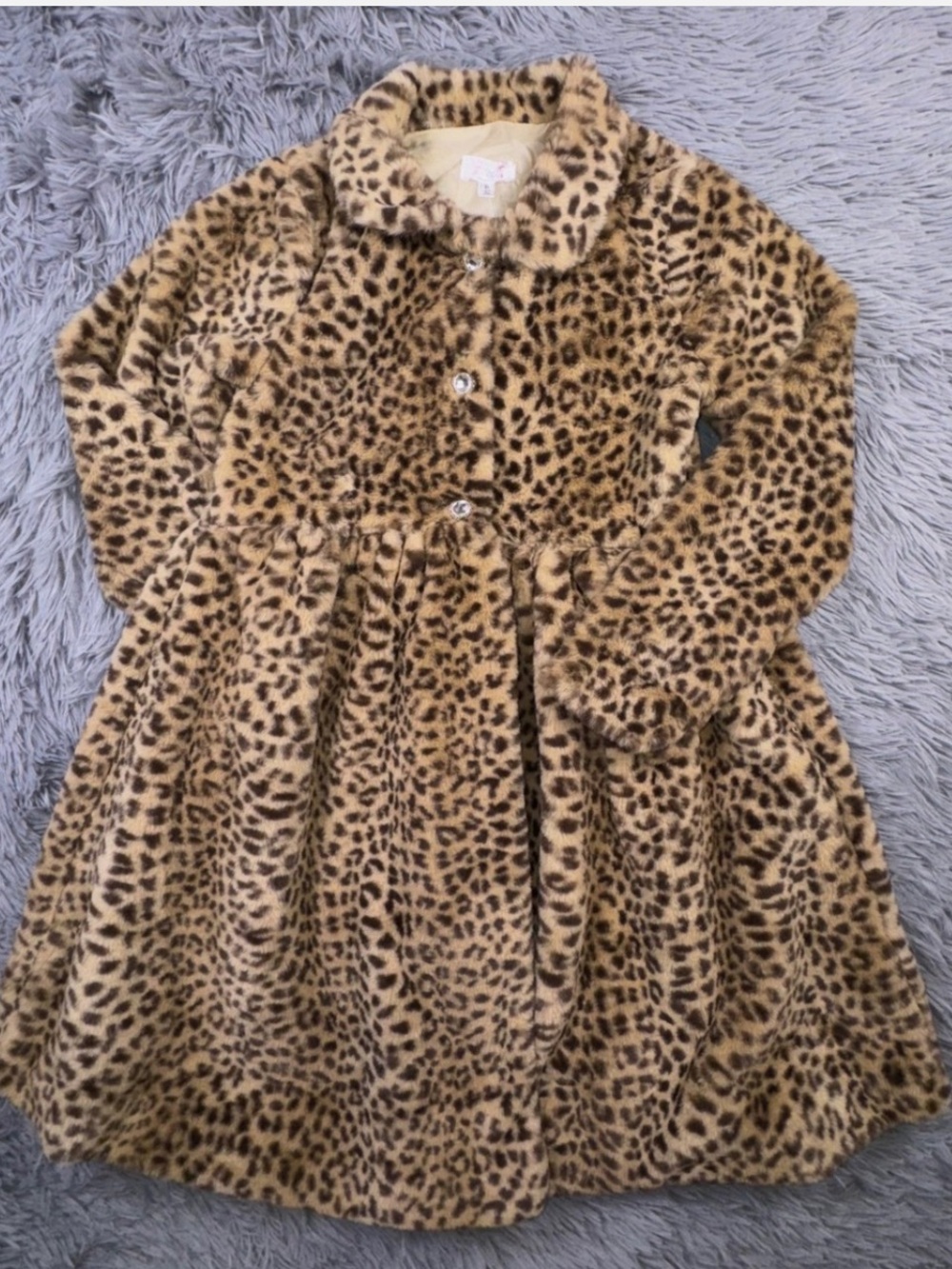 Biscotti Girls' Leopard Faux-Fur Dress Coat - Tan and Black